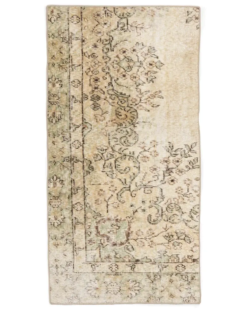 Elegant Beige & Green Rug, 2x3.9 ft Striped Geometric Design