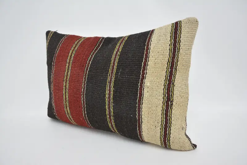 Turkish Pillow, Boho Chic Cushion Cover, Cushion Case, Kilim Pillow, Handmade Pillow, 16x24 Brown Cushion Cover, Pillow for Couch - 4