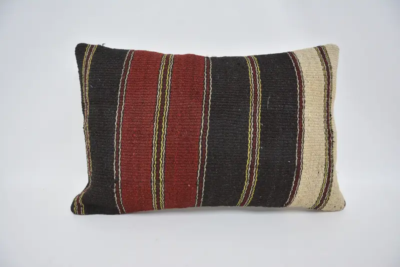Turkish Pillow, Boho Chic Cushion Cover, Cushion Case, Kilim Pillow, Handmade Pillow, 16x24 Brown Cushion Cover, Pillow for Couch - 1