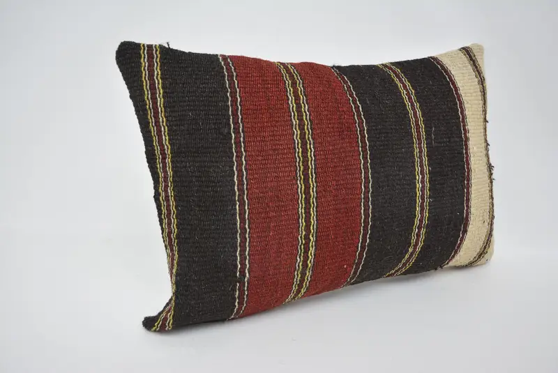 Turkish Pillow, Boho Chic Cushion Cover, Cushion Case, Kilim Pillow, Handmade Pillow, 16x24 Brown Cushion Cover, Pillow for Couch - 3