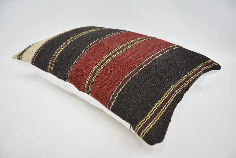 Turkish Pillow, Boho Chic Cushion Cover, Cushion Case, Kilim Pillow, Handmade Pillow, 16x24 Brown Cushion Cover, Pillow for Couch - 6