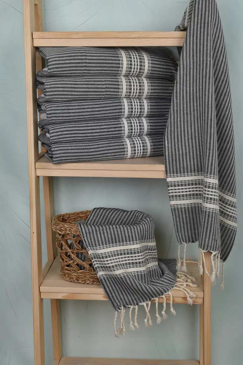 Custom Turkish Towel, Bridesmaid Gifts, 40x18 Cotton Striped Towel, Turkish Tea Towel, Monogram Hand Towel, Personalized Wedding Gift For Couple - 3