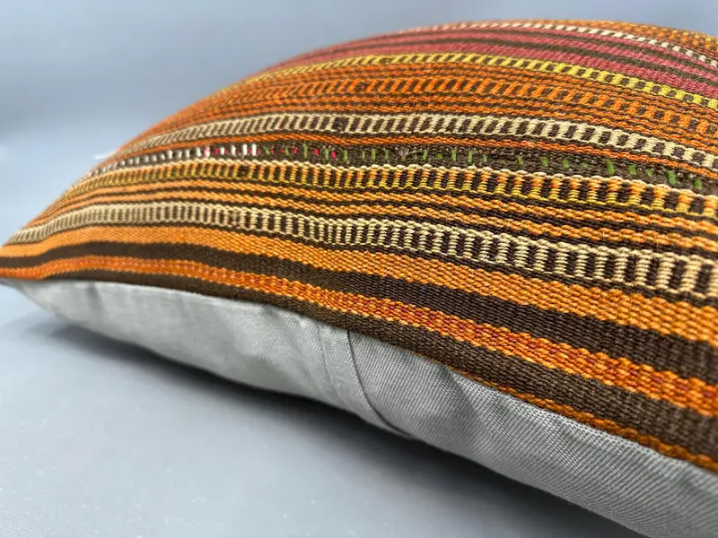 Turkish Pillow, Pillow, Interior Designer Pillow, Square Throw Pillow Case, Throw Kilim Pillow, Southwestern Cushion, 24x24 Orange Cushion Cover - 6