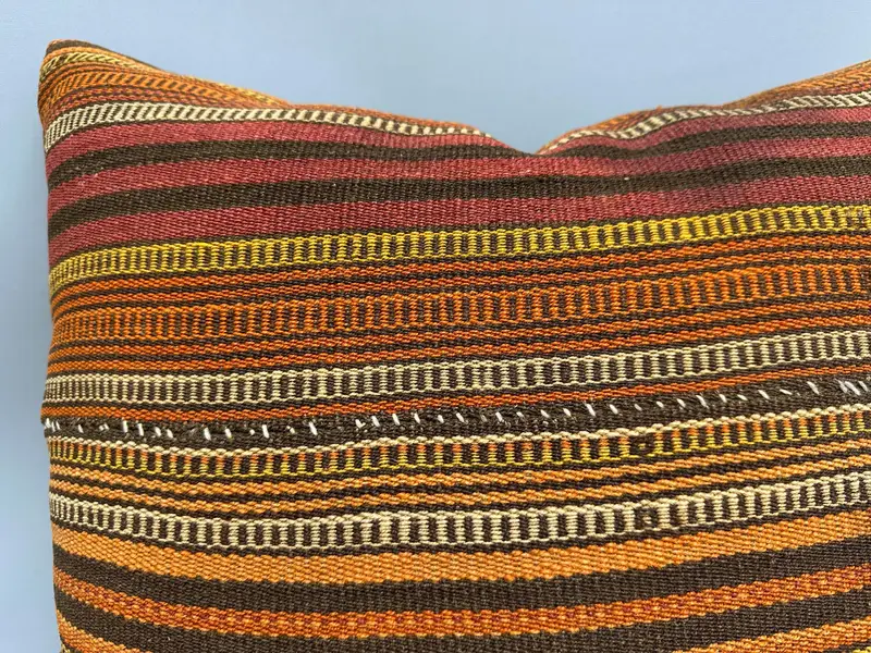 Turkish Pillow, Pillow, Interior Designer Pillow, Square Throw Pillow Case, Throw Kilim Pillow, Southwestern Cushion, 24x24 Orange Cushion Cover - 5