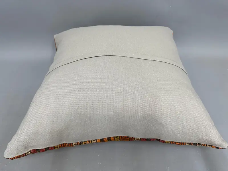 Turkish Pillow, Pillow, Interior Designer Pillow, Square Throw Pillow Case, Throw Kilim Pillow, Southwestern Cushion, 24x24 Orange Cushion Cover - 7