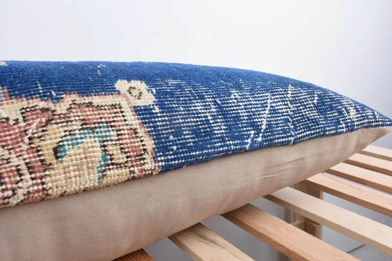 Boho Pillow, Pillow for Sofa, Indoor Cushion, 16x48 Blue Cushion Cover, Antique Pillows, Pillow, Handmade Throw Cushion - 7