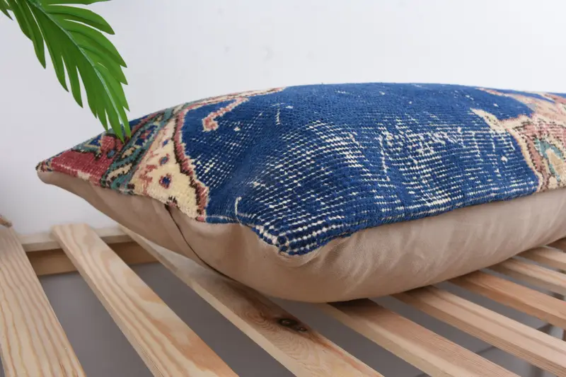 Boho Pillow, Pillow for Sofa, Indoor Cushion, 16x48 Blue Cushion Cover, Antique Pillows, Pillow, Handmade Throw Cushion - 6