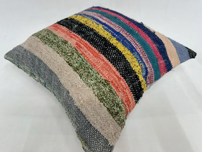 Pillow for Sofa, 20x20 Blue Pillow Sham, Accent Cushion Case, Pillow for Couch, Cushion Case, Wholesale Pillow, Kilim Pillow, Muted Cushion Case - 6