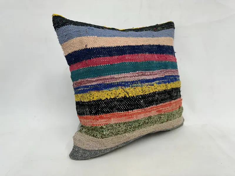 Pillow for Sofa, 20x20 Blue Pillow Sham, Accent Cushion Case, Pillow for Couch, Cushion Case, Wholesale Pillow, Kilim Pillow, Muted Cushion Case - 3
