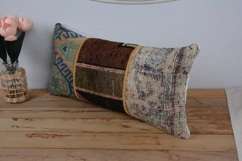Vintage Kilim Pillow, Kilim Cushion Sham, 12x24 Red Pillow Case, Turkish Rugs Pillow, Chair Cushion, Cushion Cover, Vintage Pillow - 4
