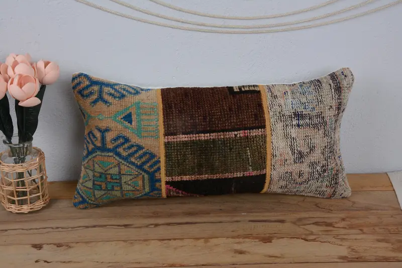 Vintage Kilim Pillow, Kilim Cushion Sham, 12x24 Red Pillow Case, Turkish Rugs Pillow, Chair Cushion, Cushion Cover, Vintage Pillow - 2
