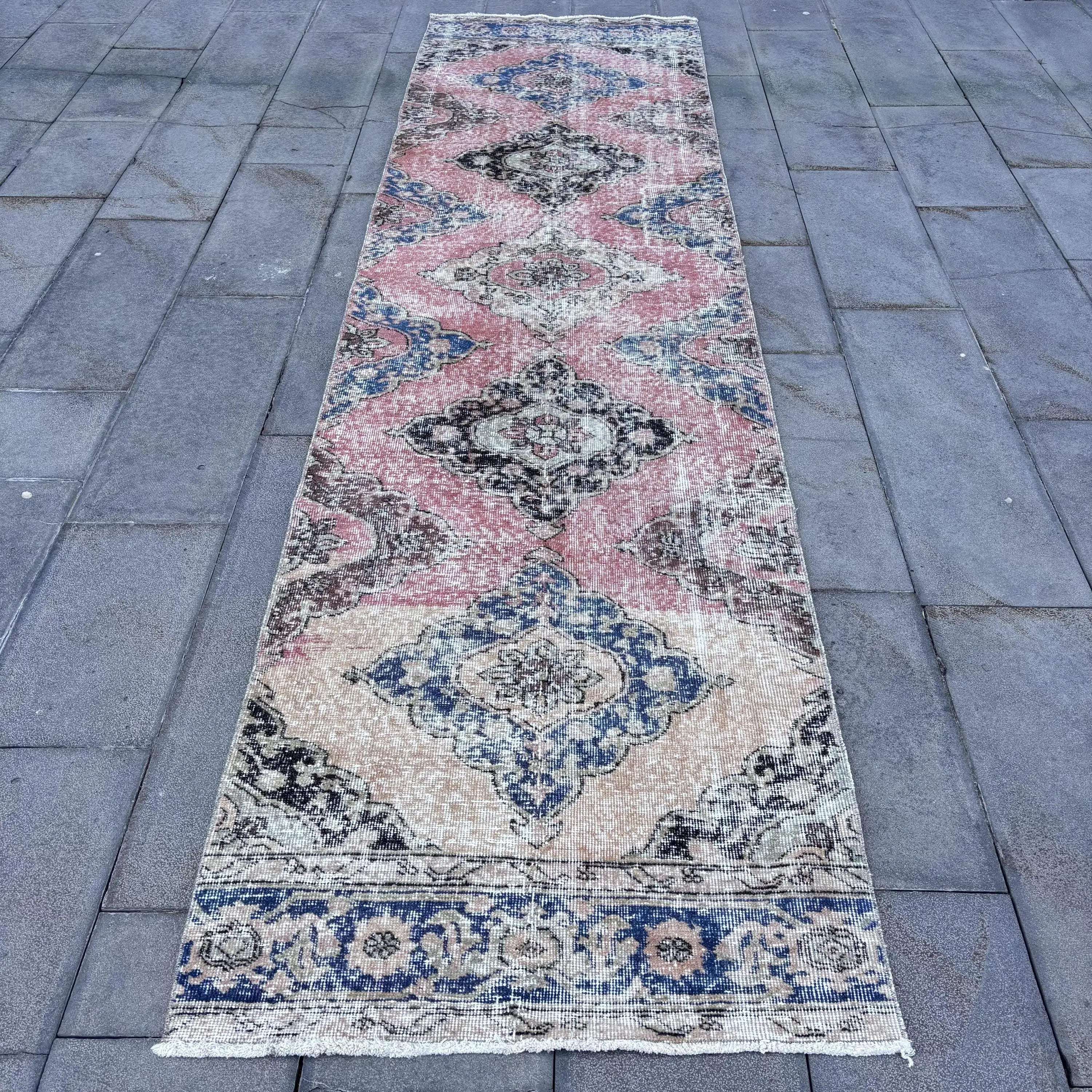 3x11,6 ft Teppich, türkischer Vintage Teppich, roter Orientteppich - 1