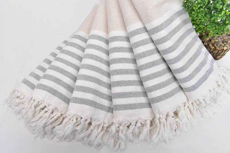 Housewarming Gift, Absorbent Turkish towel, Sand-resistant towel, Summer Towel, 68x36 Cotton Striped Terry Towel, Mother Of The Groom Gift - 4