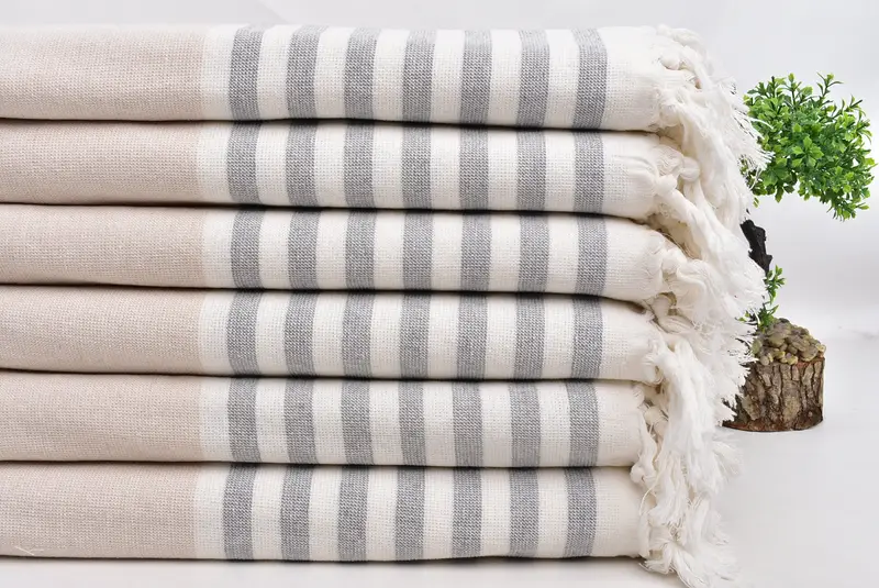 Housewarming Gift, Absorbent Turkish towel, Sand-resistant towel, Summer Towel, 68x36 Cotton Striped Terry Towel, Mother Of The Groom Gift - 3