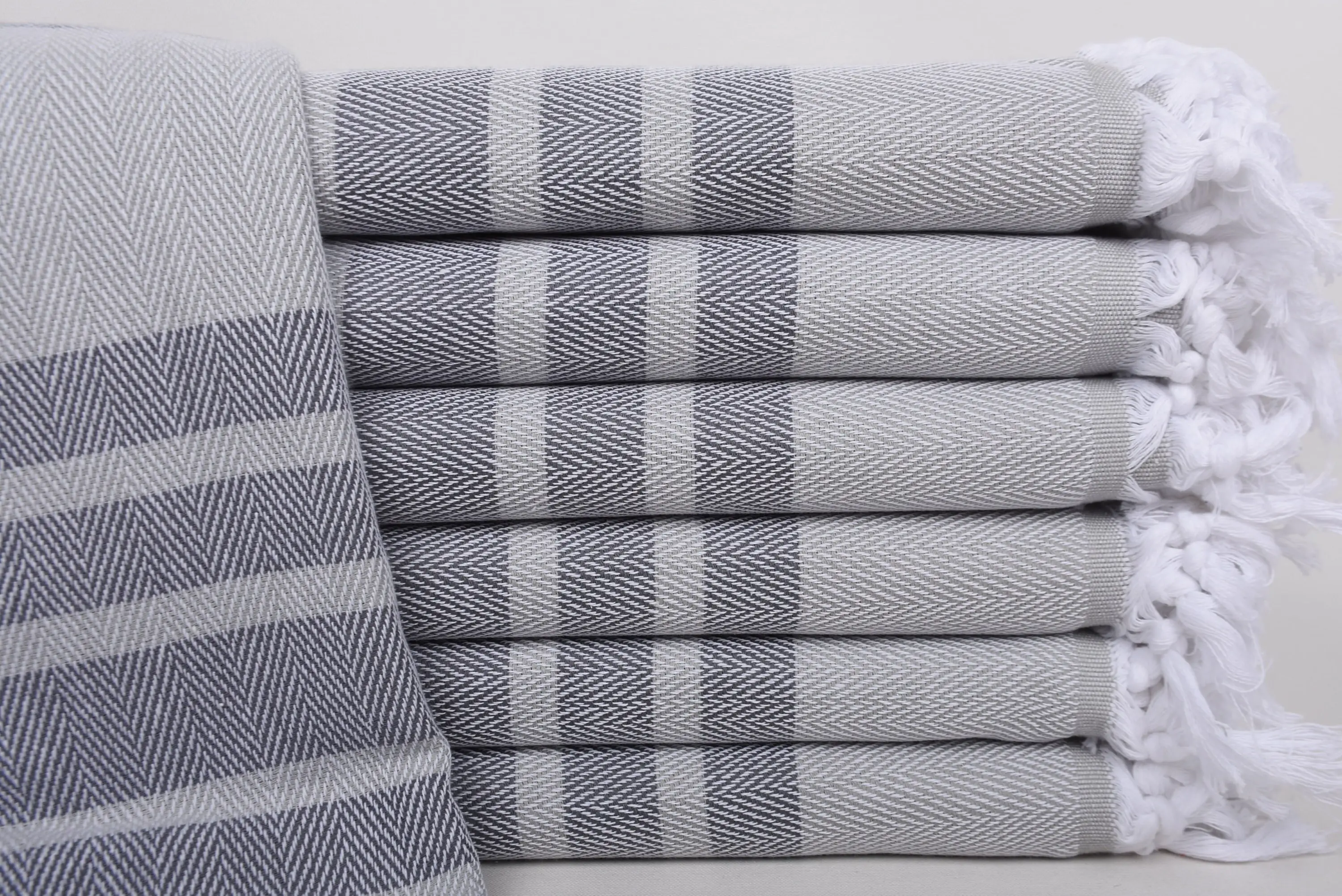 Personalized Turkish Bath Towel Gray Chevron, 67x36 Inches - 1