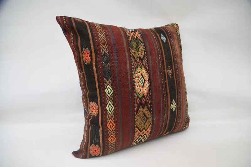 Turkish Bench Cushion, Cushion Cover, 32x32 Red Cushion Case, Throw Kilim Pillow, Antique Pillows, Hippie Throw Pillow Case, Boho Pillow - 3