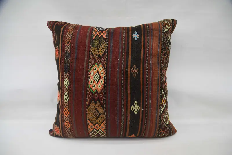 Turkish Bench Cushion, Cushion Cover, 32x32 Red Cushion Case, Throw Kilim Pillow, Antique Pillows, Hippie Throw Pillow Case, Boho Pillow - 1