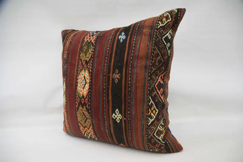 Turkish Bench Cushion, Cushion Cover, 32x32 Red Cushion Case, Throw Kilim Pillow, Antique Pillows, Hippie Throw Pillow Case, Boho Pillow - 6