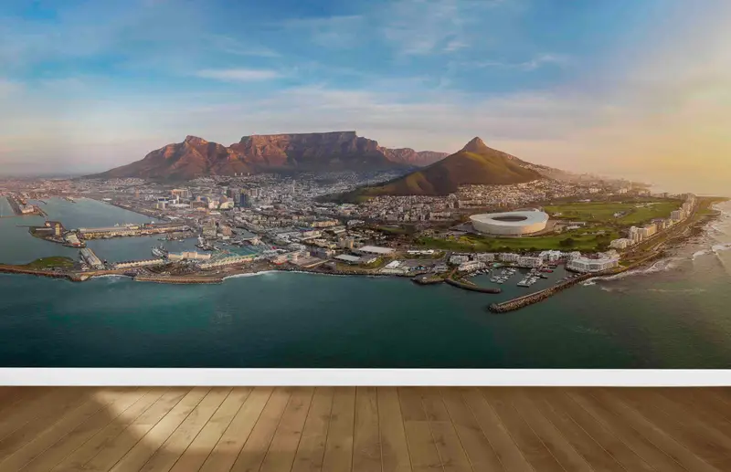 Basılı Duvar Kağıdı: Masa Dağı ve Cape Town Şehir Manzarası