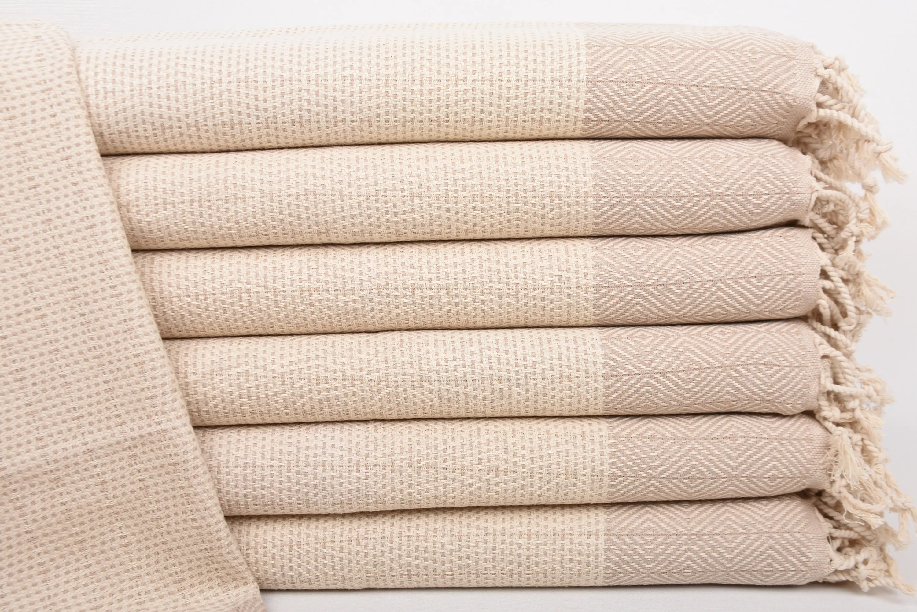 Monogram Dish Towel, Custom Turkish Cotton Beige Diamond, 36x18 Inches - 1