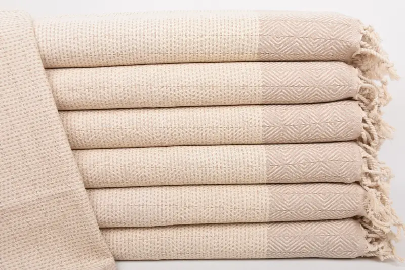 Monogram Dish Towel, Custom Turkish Cotton Beige Diamond, 36x18 Inches