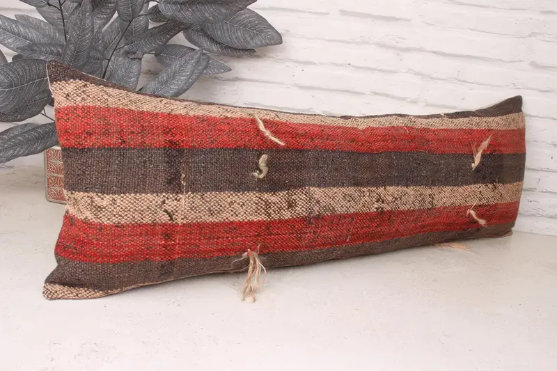 Neutral Throw Pillow, Pillow for Sofa, Turkish Kilim Pillow, Decorative Bolster Cushion Cover, 12x36 Brown Pillow, Throw Kilim Pillow, Cushion - 3