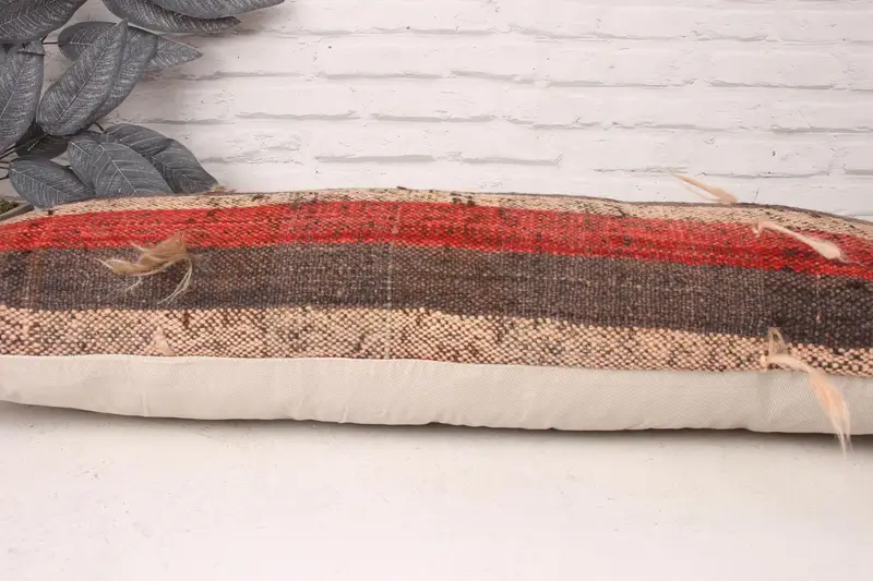 Neutral Throw Pillow, Pillow for Sofa, Turkish Kilim Pillow, Decorative Bolster Cushion Cover, 12x36 Brown Pillow, Throw Kilim Pillow, Cushion - 5