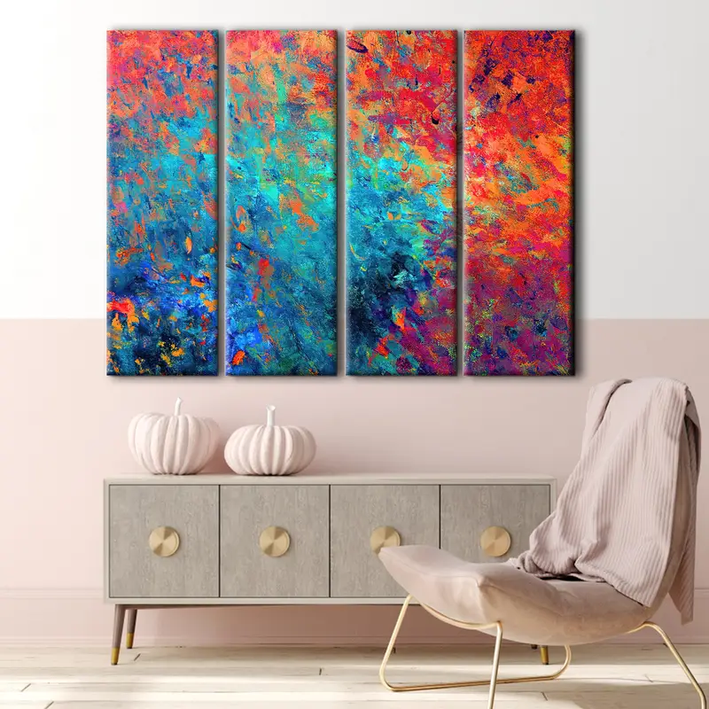 Blue Red Abstract Canvas, Colorful Wall Art, Abstract Wall Art, Colorful Canvas, Abstract Canvas, Colorful Painting, Abstract Painting, - 3