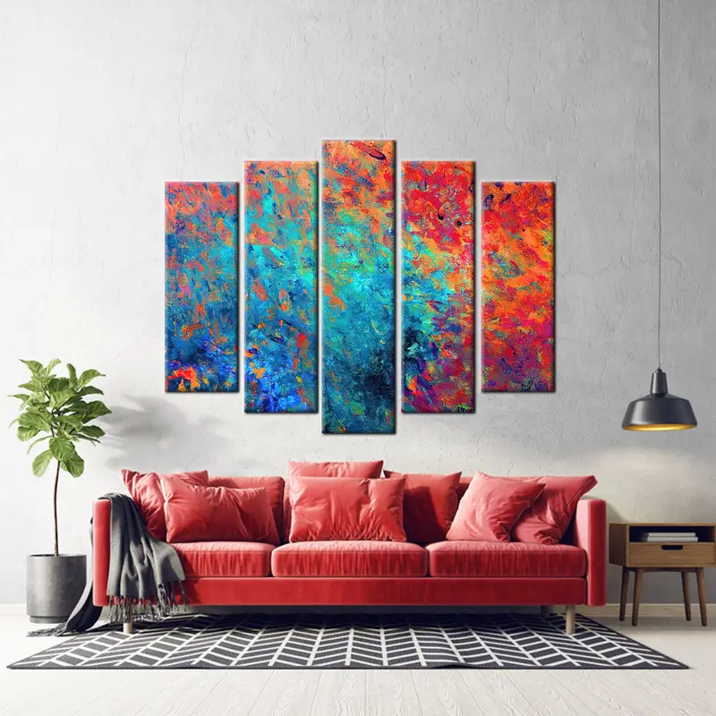 Blue Red Abstract Canvas, Colorful Wall Art, Abstract Wall Art, Colorful Canvas, Abstract Canvas, Colorful Painting, Abstract Painting, - 1