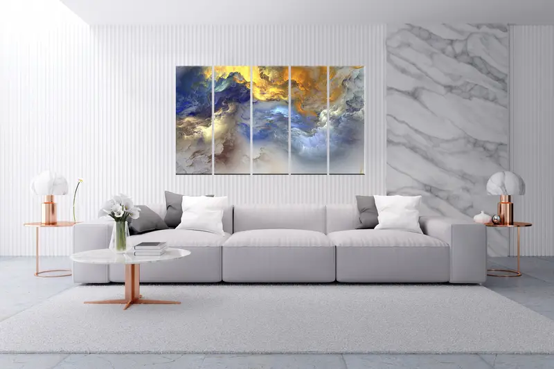 Abstract Canvas Decor, Wall Art Table, Wall Hanging Decor, Canvas Painting, Blue Landscape Canvas, Home Decor Table, Framed Painting, - 4