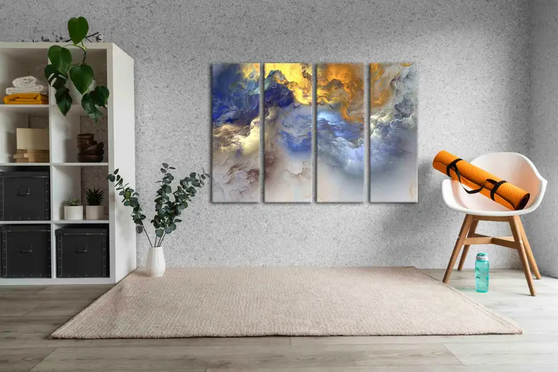 Abstract Canvas Decor, Wall Art Table, Wall Hanging Decor, Canvas Painting, Blue Landscape Canvas, Home Decor Table, Framed Painting, - 3