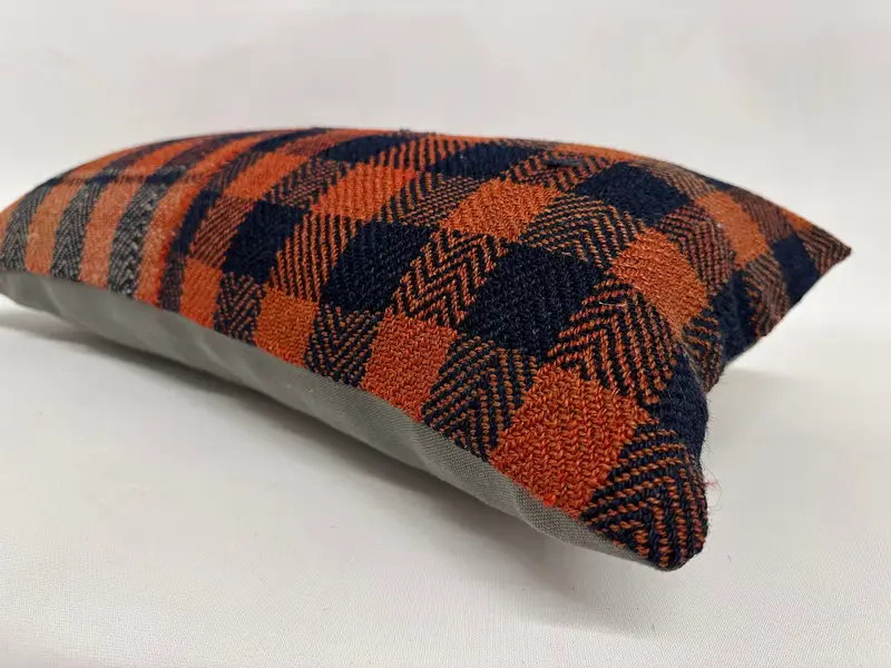 Handmade Kilim Cushion, Cotton Pillow, 12x24 Orange Pillow, Cushion Cover, Interior Designer Pillow, Yoga Cushion Case, Pillow for Couch - 6
