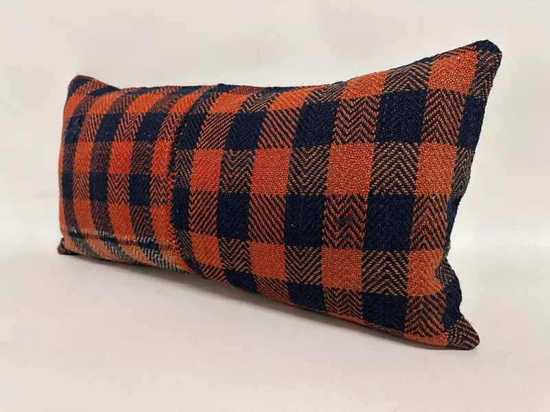 Handmade Kilim Cushion, Cotton Pillow, 12x24 Orange Pillow, Cushion Cover, Interior Designer Pillow, Yoga Cushion Case, Pillow for Couch - 3