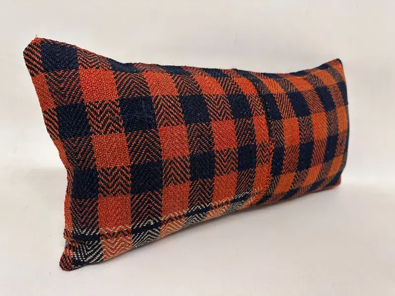 Handmade Kilim Cushion, Cotton Pillow, 12x24 Orange Pillow, Cushion Cover, Interior Designer Pillow, Yoga Cushion Case, Pillow for Couch - 4
