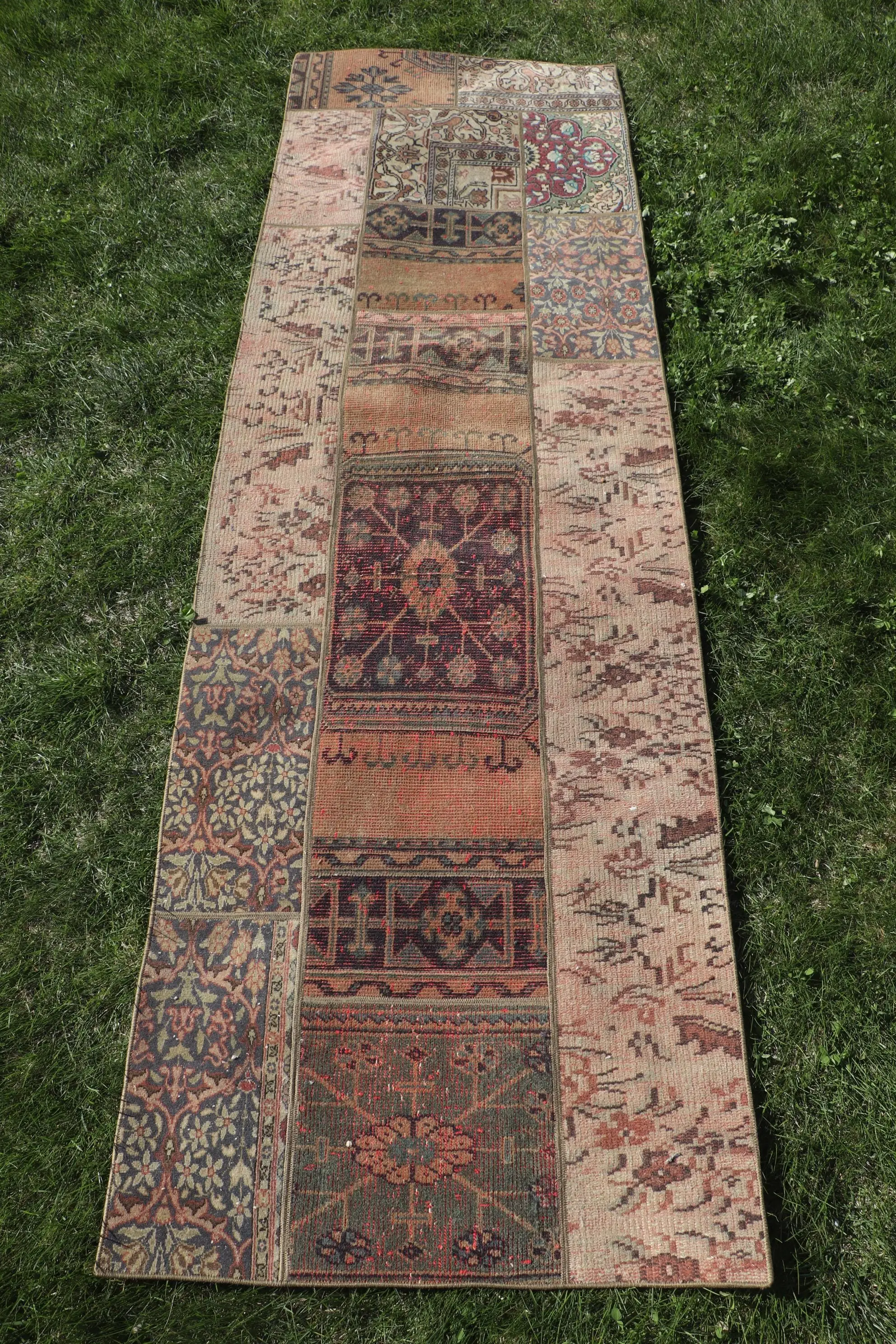 Vintage Rug, 2.5x8.3 ft Runner Rug, Red Brown Wool Rug - 1