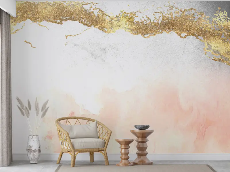 Elegante bedruckte rosa Marmortapete: Luxuriöses, zeitgenössisches Dekor