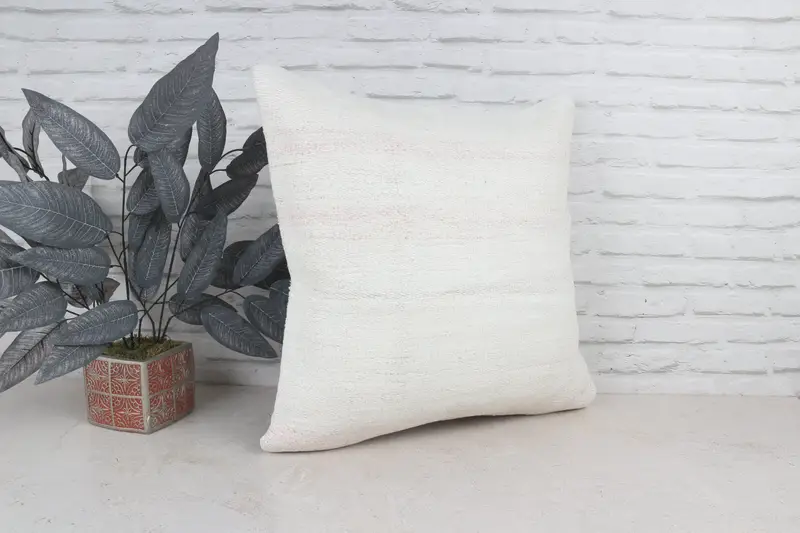 22x22 White Pillow, Boho Pillow Sham Cover, Vintage Kilim Pillow, Ethnic Pillow Cover Cushion Case, Pillow, Throw Kilim Pillow - 4
