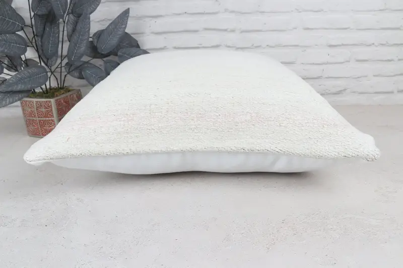 22x22 White Pillow, Boho Pillow Sham Cover, Vintage Kilim Pillow, Ethnic Pillow Cover Cushion Case, Pillow, Throw Kilim Pillow - 6