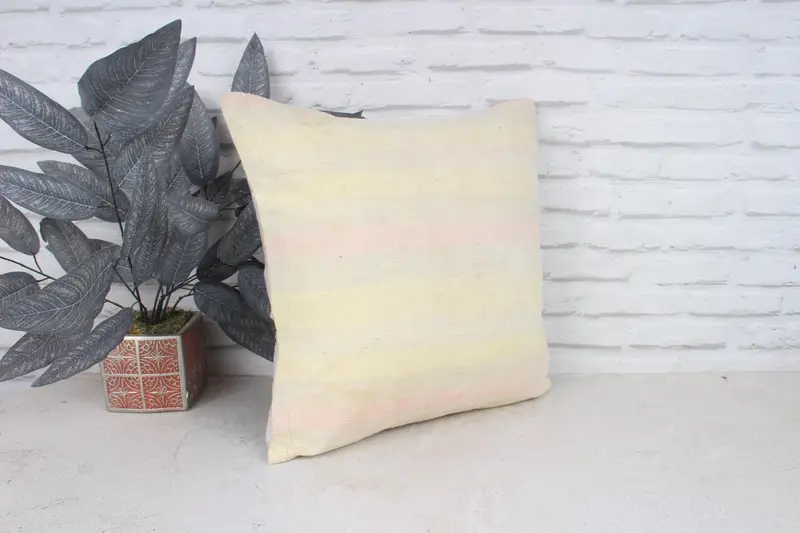 Interior Designer Pillow, Cotton Pillow Sham, 18x18 Yellow Pillow, Morroccon Kilim Cushion Pillow Sham, Turkish Pillow, Pillow, Boho Pillow - 3