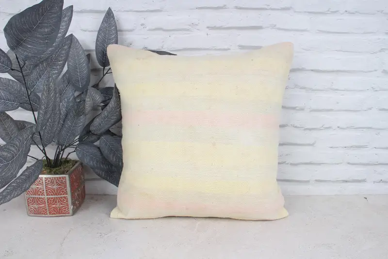 Interior Designer Pillow, Cotton Pillow Sham, 18x18 Yellow Pillow, Morroccon Kilim Cushion Pillow Sham, Turkish Pillow, Pillow, Boho Pillow - 1