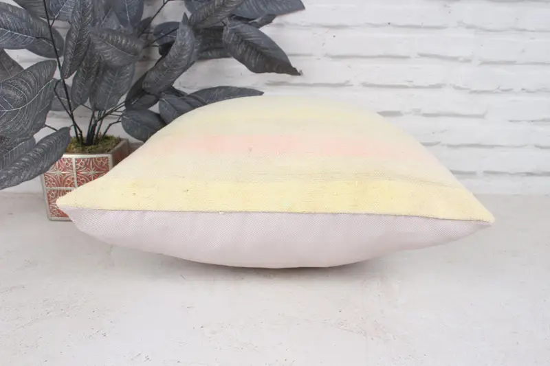 Interior Designer Pillow, Cotton Pillow Sham, 18x18 Yellow Pillow, Morroccon Kilim Cushion Pillow Sham, Turkish Pillow, Pillow, Boho Pillow - 5