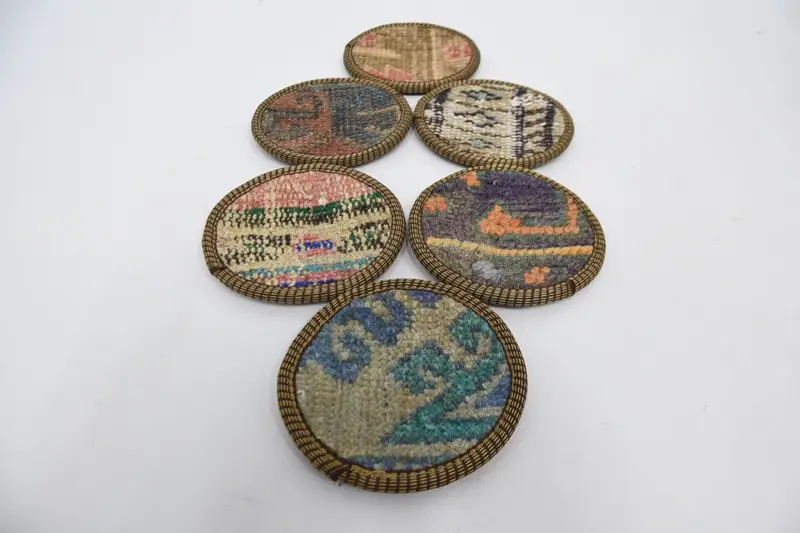 Blauer und beiger runder Untersetzer, langlebiger Untersetzer aus Glas