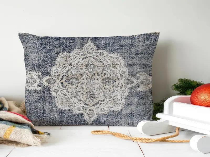 Gesticktes südwestliches Muster, Vintages Chenille-Wurfkissen