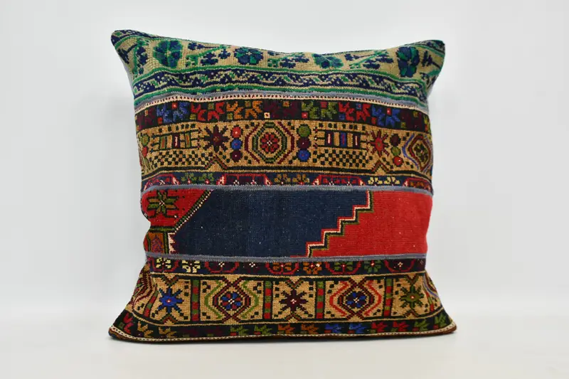 Gift Pillow, Ethnical Kilim Rug Pillow, 32x32 Red Cushion Cover, Pillow for Sofa, Outdoor Pillow Sham, Cushion Cover - 1