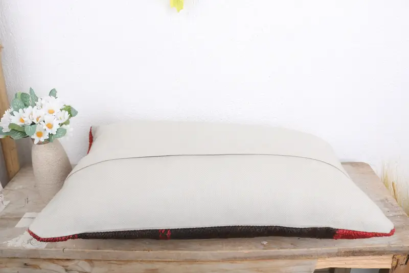 Turkish Pillow, Comfy Throw Cushion, Knitted Pillow, Vintage Kilim Throw Pillow, 12x20 Brown Cushion Cover, Pillow Sham, Handmade Kilim Cushion - 7