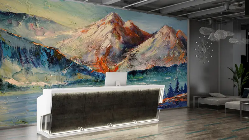 Abstract Mountain Painitng,Custom Wall Paper,3d Wall Paper,Modern Wall Paper,Mountain Wall Print,Nature View Wall Mural, - 6