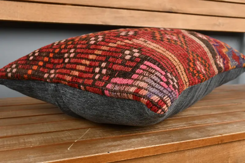 Antique Pillows, Cushion Case, Handmade Cushion, Armchair Pillow Sham, Handmade Kilim Cushion, Pillow for Sofa, 16x24 Red Pillow Cover - 3