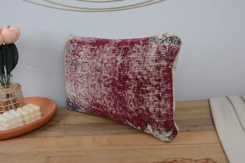 Pillow for Sofa, Designer Throw Pillow Case, Vintage Throw Pillow Cover, Antique Pillows, 12x20 Red Pillow Cover, Kilim Pillow Cover, Pillow - 4