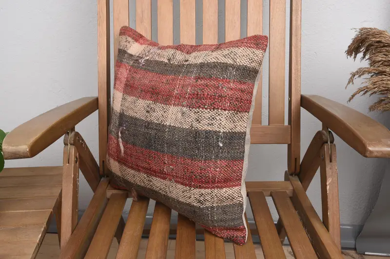 Pillow Case, 16x16 Red Cushion Cover, Throw Kilim Pillow, Outdoor Pillow, Boho Pillow, Accent Throw Pillow, Pillow for Sofa - 4