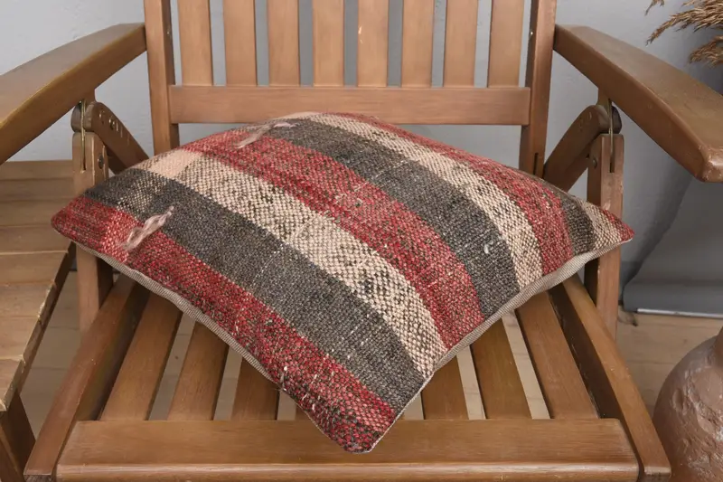 Pillow Case, 16x16 Red Cushion Cover, Throw Kilim Pillow, Outdoor Pillow, Boho Pillow, Accent Throw Pillow, Pillow for Sofa - 5